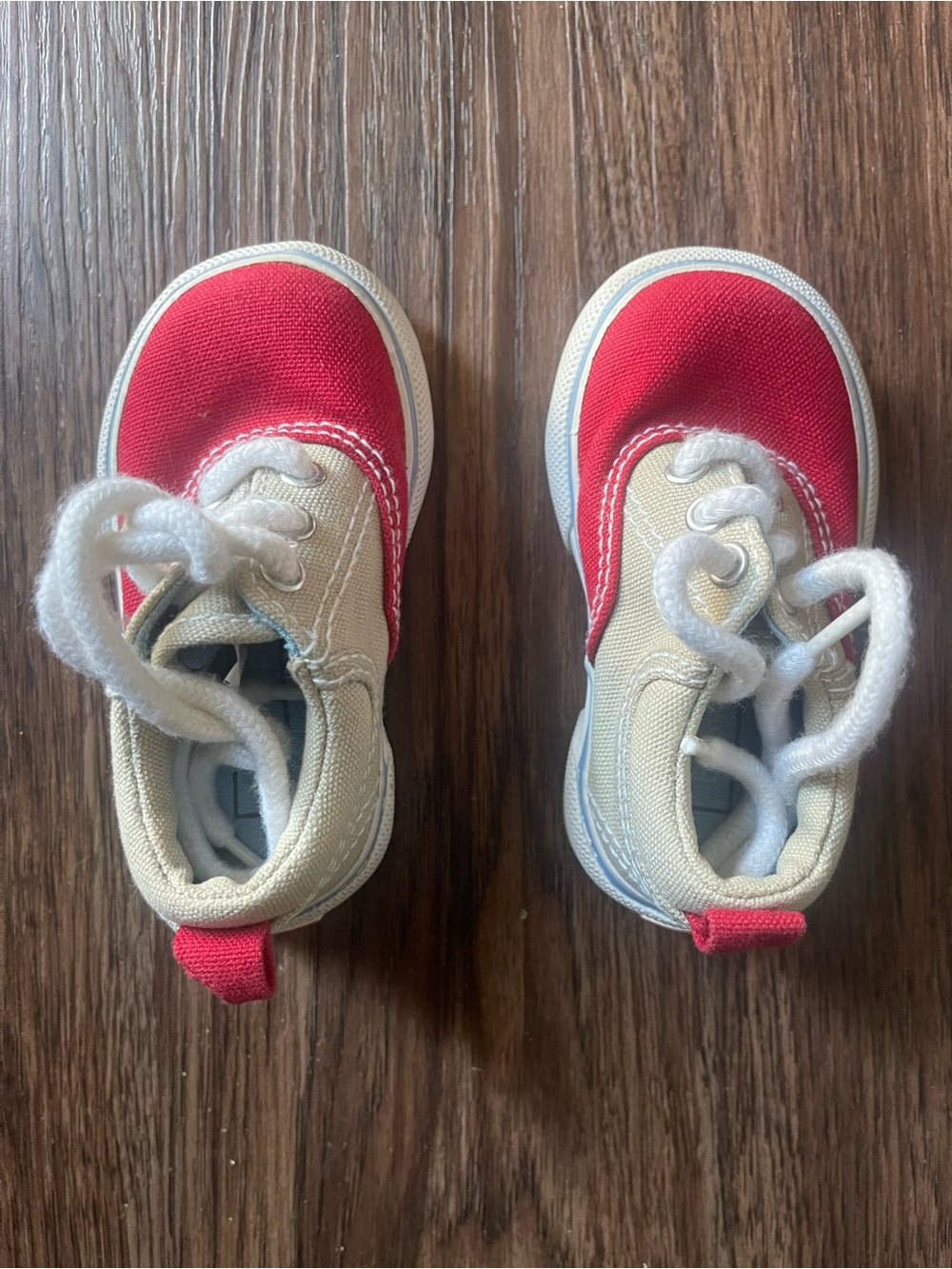 GAP Kids Red and Cream Canvas Lace-Up Sneakers